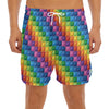 Colorful Plastic Building Blocks Print Men's Split Running Shorts