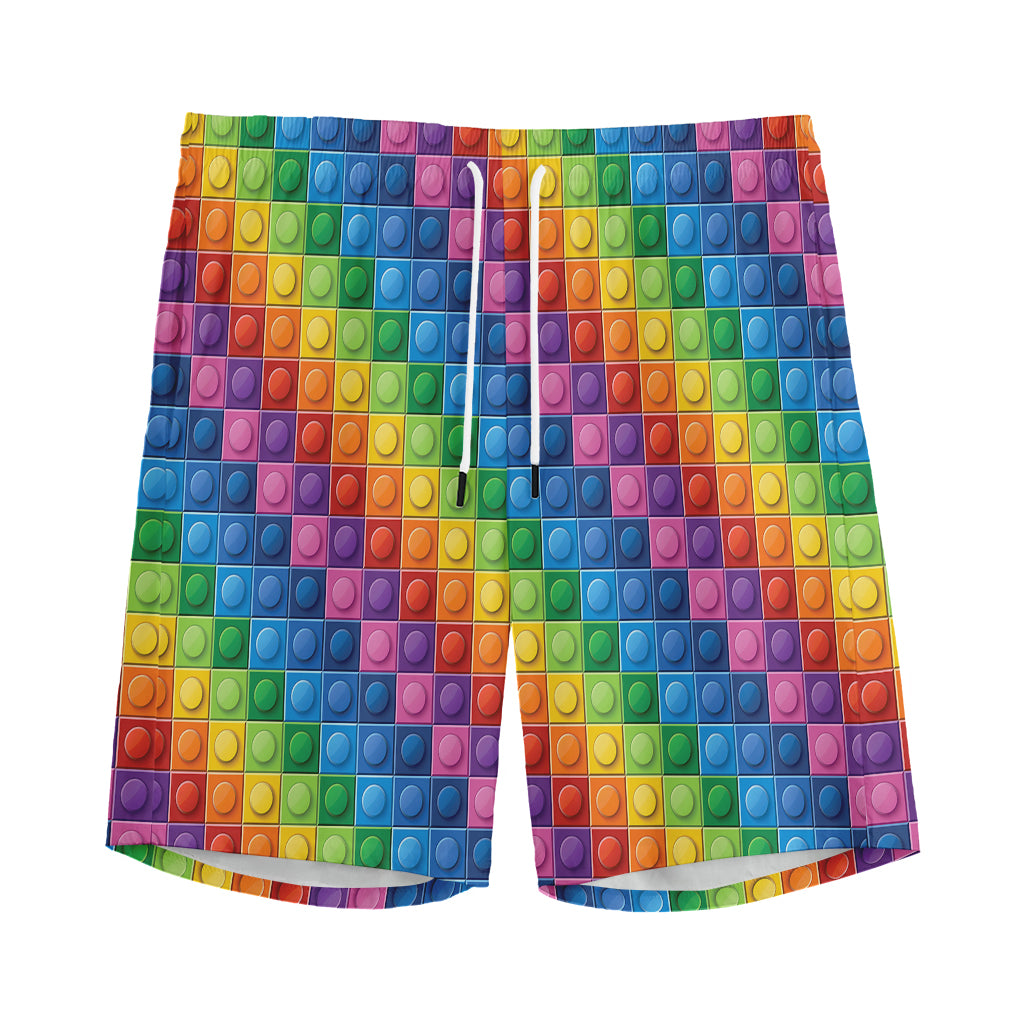 Colorful Plastic Building Blocks Print Men's Sports Shorts