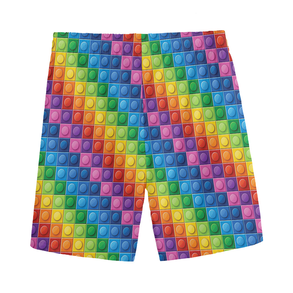 Colorful Plastic Building Blocks Print Men's Sports Shorts