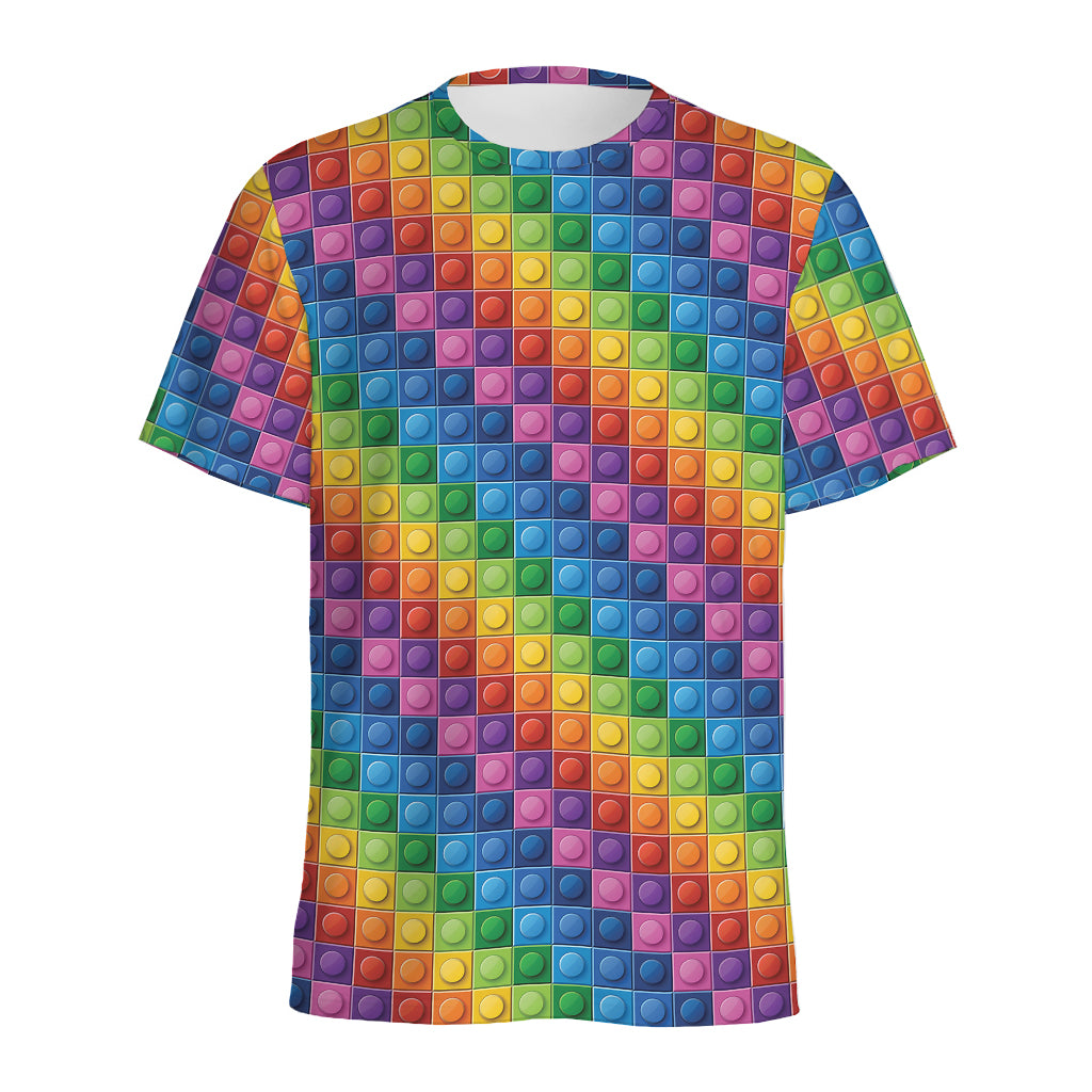 Colorful Plastic Building Blocks Print Men's Sports T-Shirt