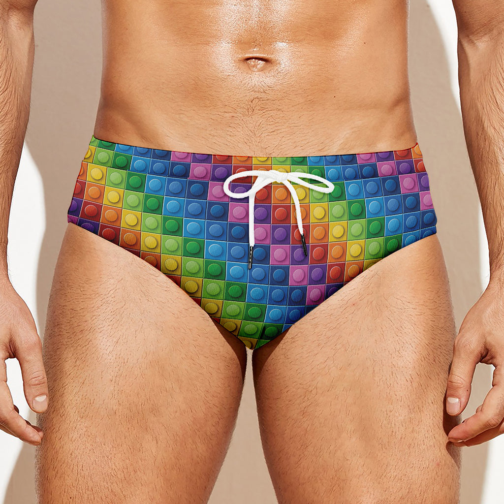 Colorful Plastic Building Blocks Print Men's Swim Briefs