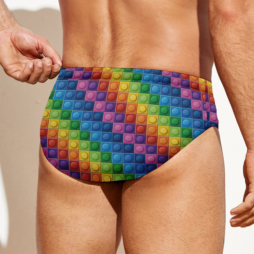 Colorful Plastic Building Blocks Print Men's Swim Briefs