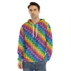 Colorful Plastic Building Blocks Print Men's Velvet Pullover Hoodie