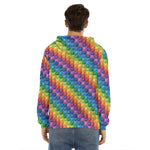 Colorful Plastic Building Blocks Print Men's Velvet Pullover Hoodie