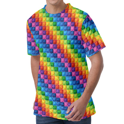 Colorful Plastic Building Blocks Print Men's Velvet T-Shirt