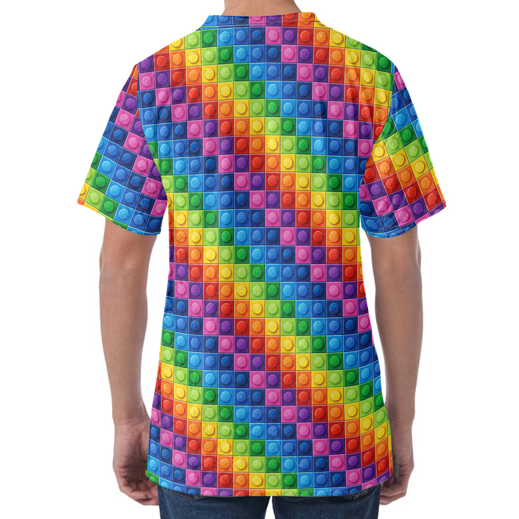 Colorful Plastic Building Blocks Print Men's Velvet T-Shirt