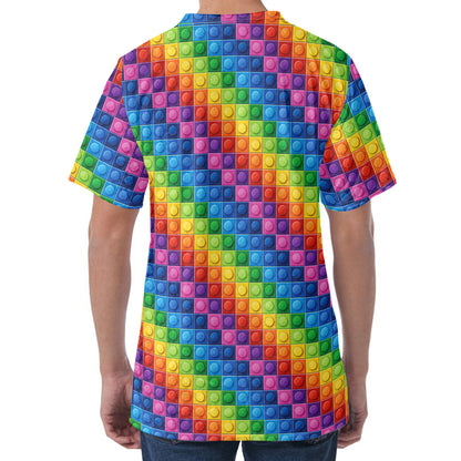 Colorful Plastic Building Blocks Print Men's Velvet T-Shirt