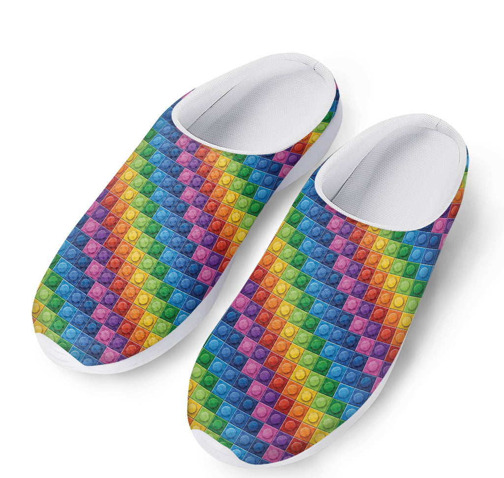 Colorful Plastic Building Blocks Print Mesh Casual Shoes