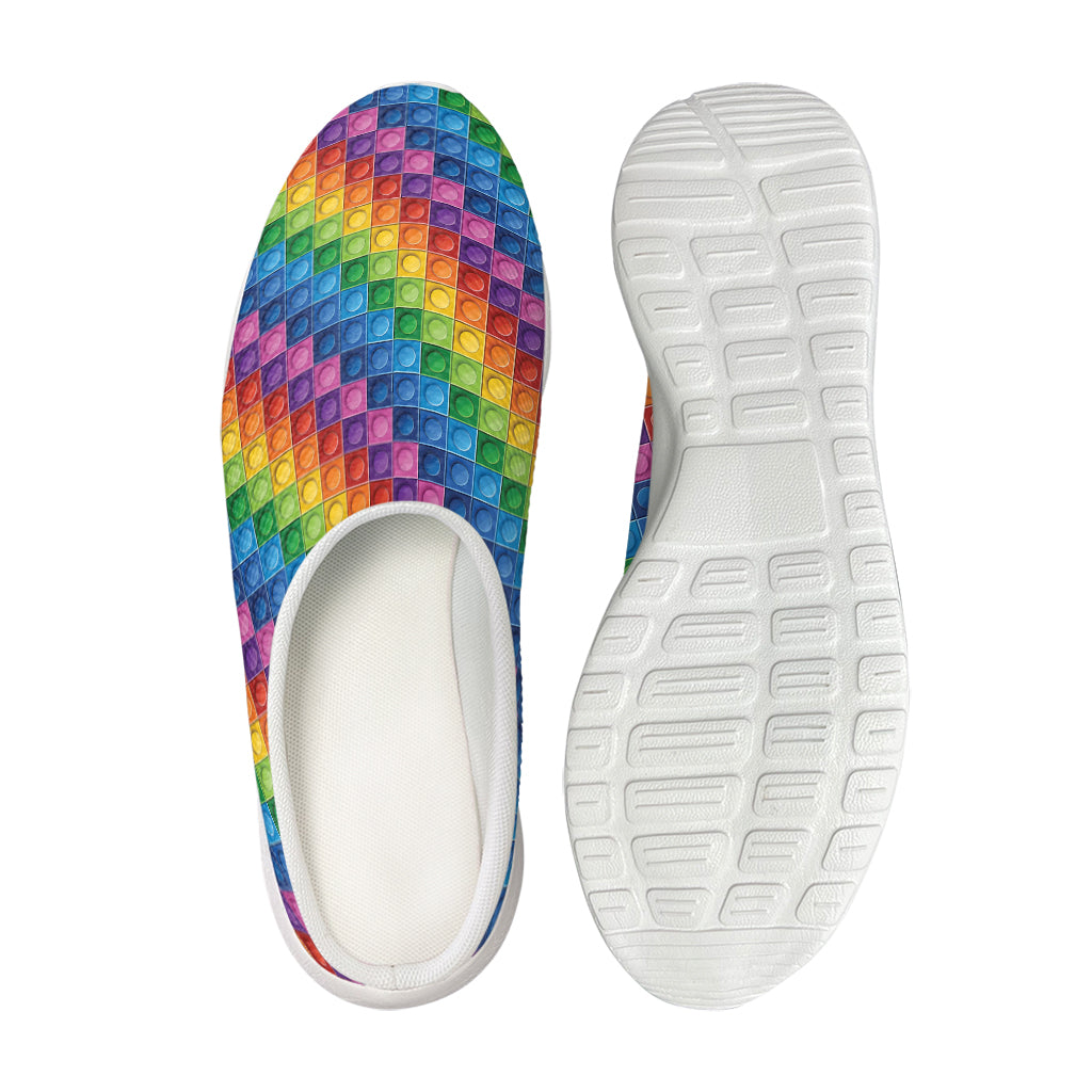 Colorful Plastic Building Blocks Print Mesh Casual Shoes