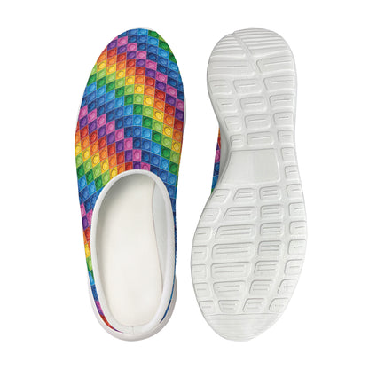 Colorful Plastic Building Blocks Print Mesh Casual Shoes