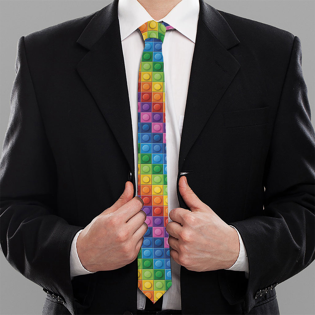 Colorful Plastic Building Blocks Print Necktie