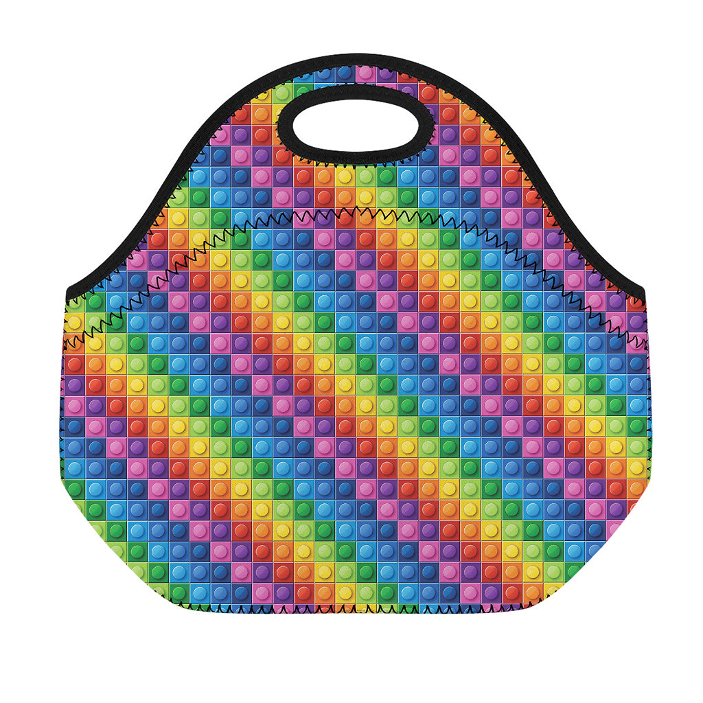 Colorful Plastic Building Blocks Print Neoprene Lunch Bag