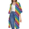 Colorful Plastic Building Blocks Print Open Front Beach Cover Up