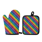 Colorful Plastic Building Blocks Print Oven Mitt And Pot Holder Set