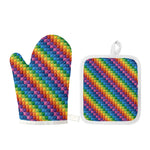 Colorful Plastic Building Blocks Print Oven Mitt And Pot Holder Set