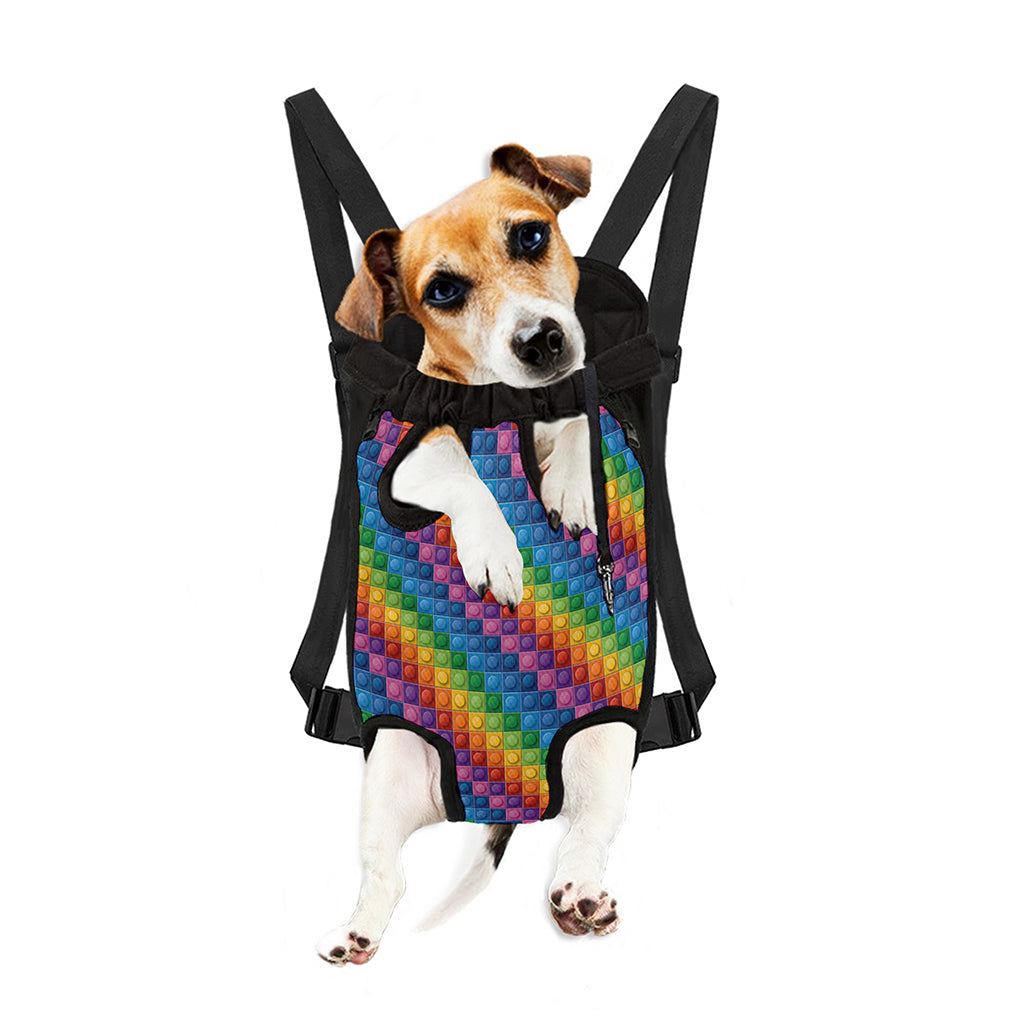 Colorful Plastic Building Blocks Print Pet Carrier Backpack