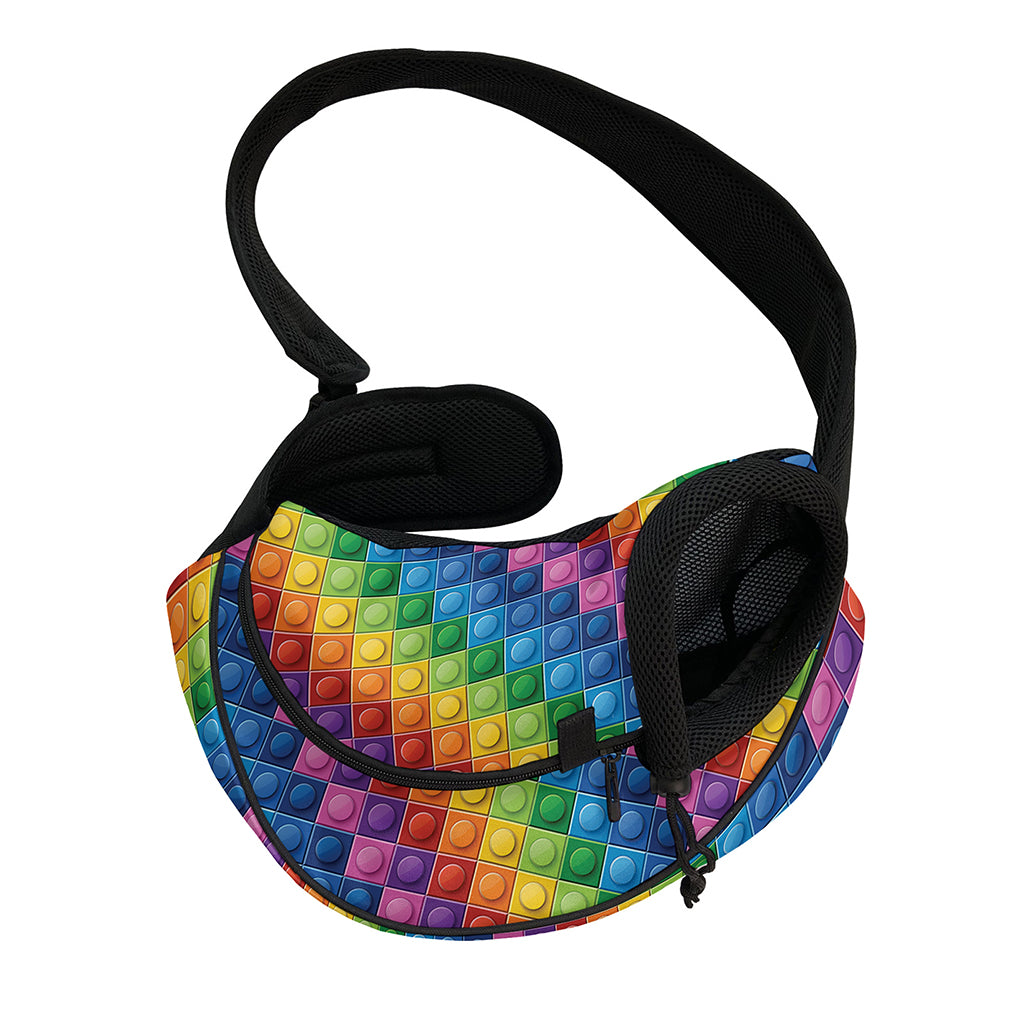 Colorful Plastic Building Blocks Print Pet Sling Carrier