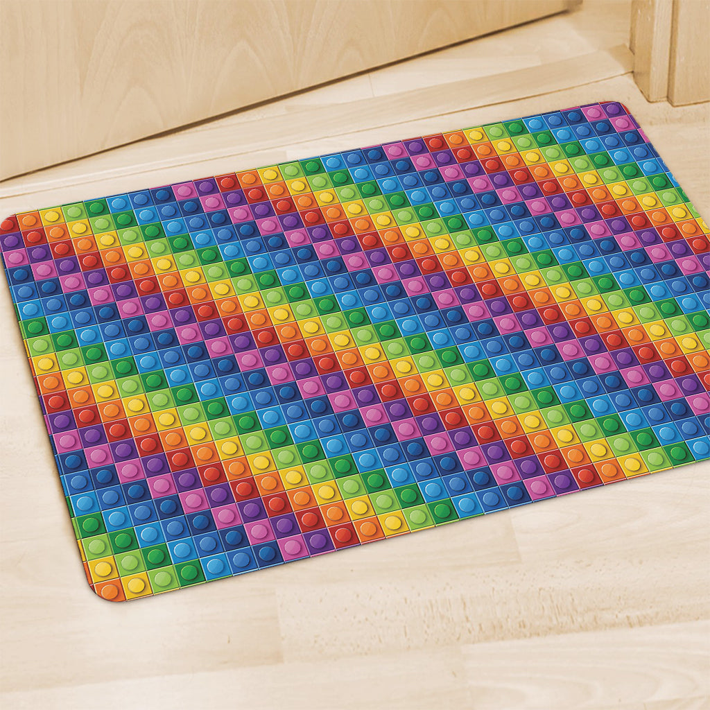 Colorful Plastic Building Blocks Print Polyester Doormat