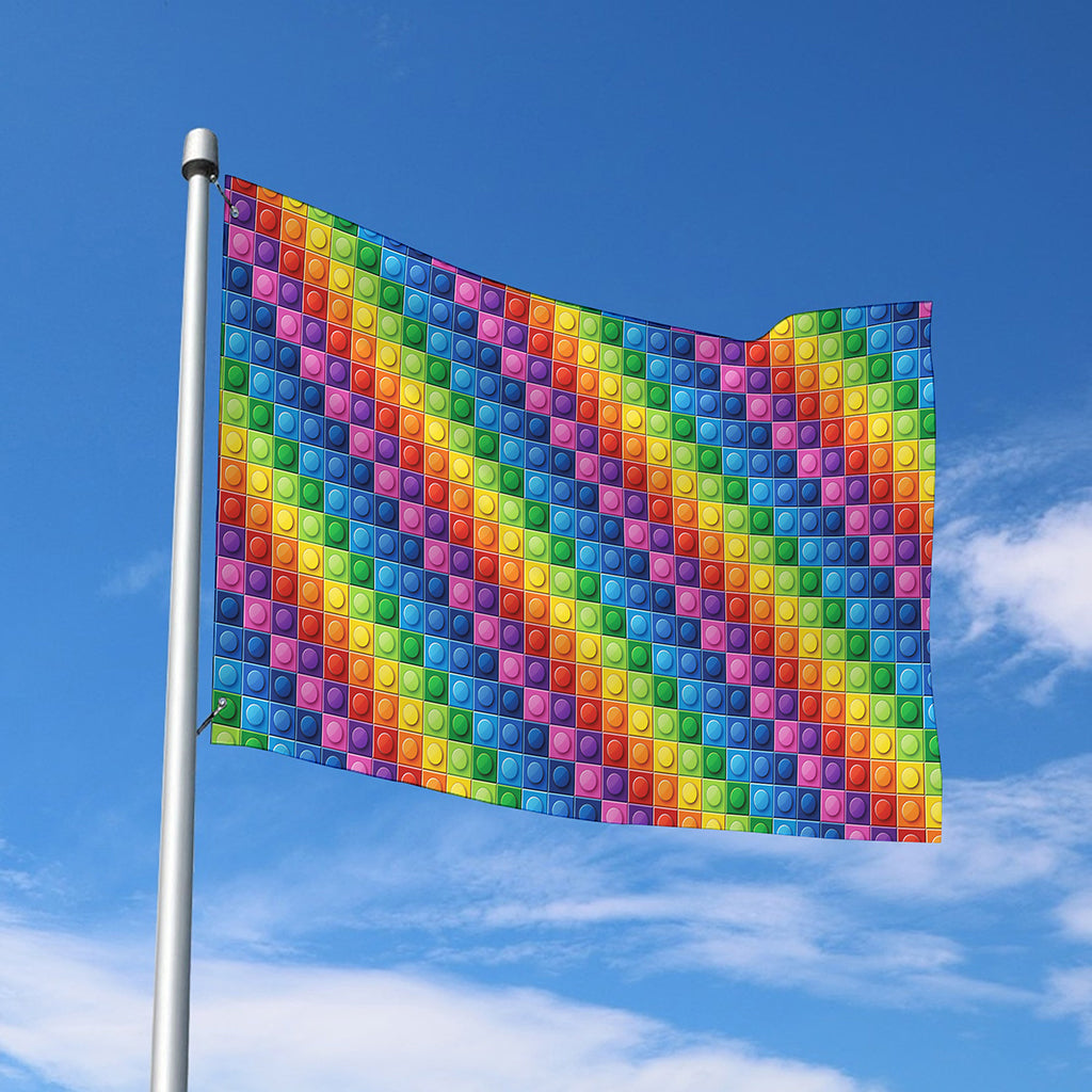 Colorful Plastic Building Blocks Print Polyester Flag
