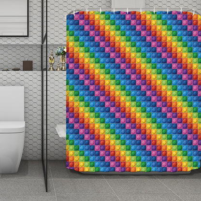 Colorful Plastic Building Blocks Print Polyester Shower Curtain