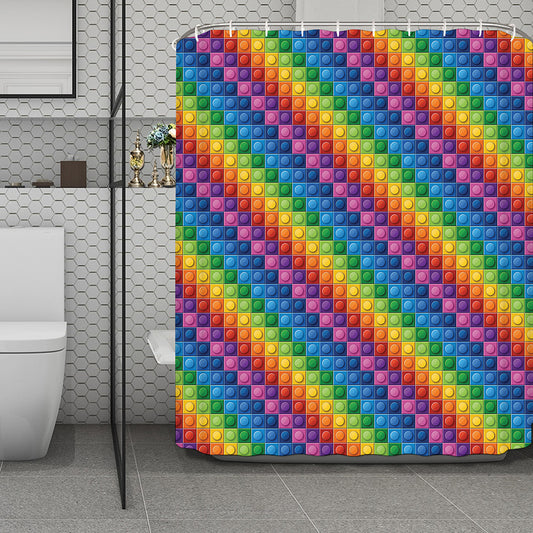 Colorful Plastic Building Blocks Print Polyester Shower Curtain