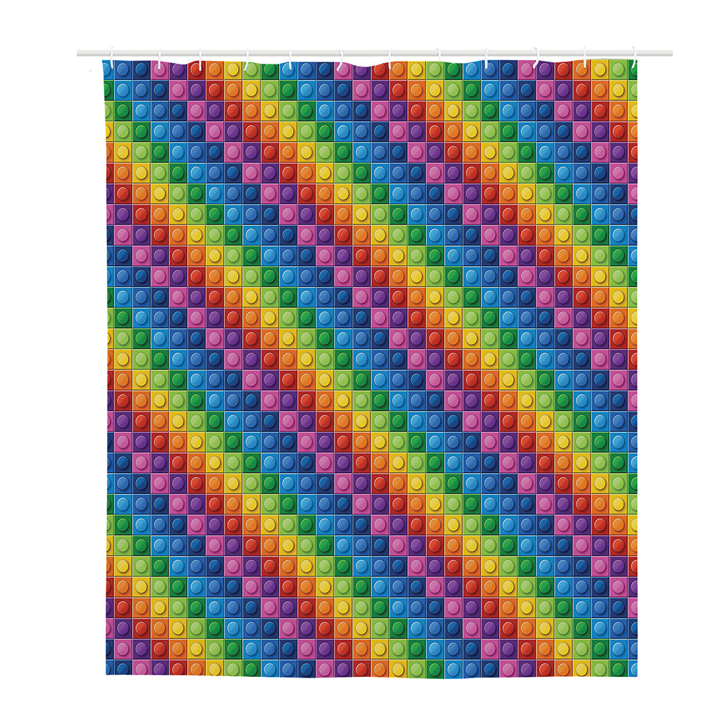 Colorful Plastic Building Blocks Print Polyester Shower Curtain