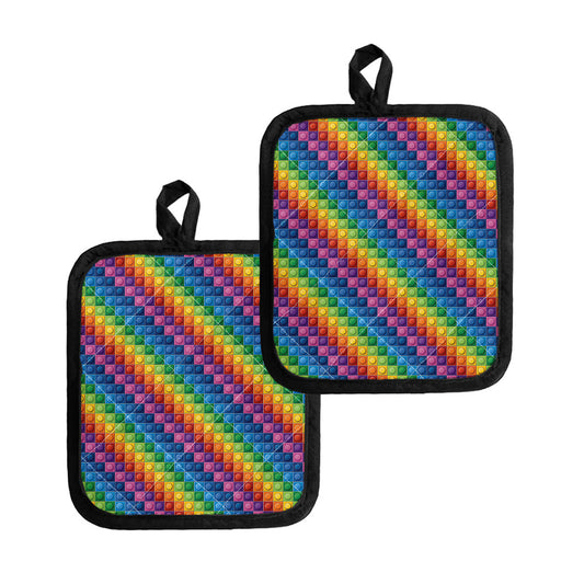 Colorful Plastic Building Blocks Print Pot Holders