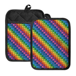 Colorful Plastic Building Blocks Print Pot Holders With Pocket