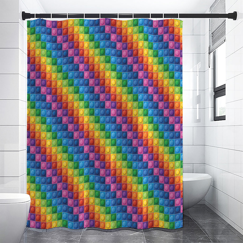 Colorful Plastic Building Blocks Print Premium Shower Curtain