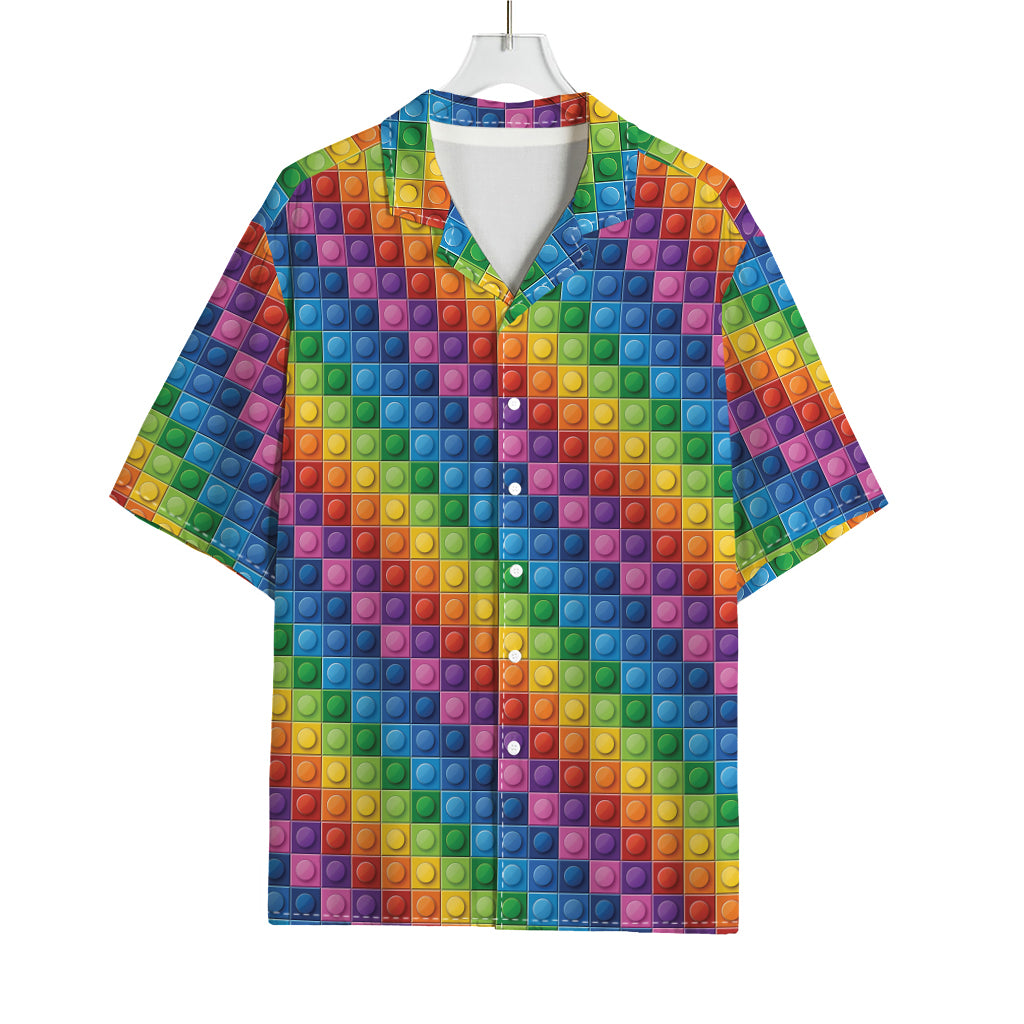 Colorful Plastic Building Blocks Print Rayon Hawaiian Shirt