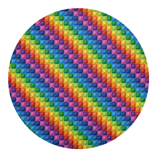 Colorful Plastic Building Blocks Print Round Blanket
