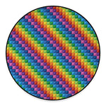 Colorful Plastic Building Blocks Print Round Floor Mat