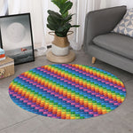 Colorful Plastic Building Blocks Print Round Rug