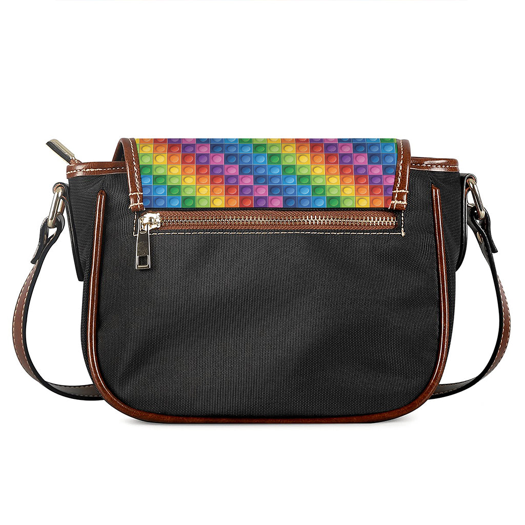 Colorful Plastic Building Blocks Print Saddle Bag