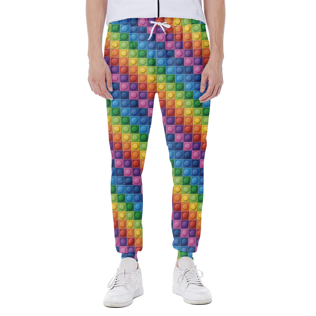 Colorful Plastic Building Blocks Print Scuba Joggers