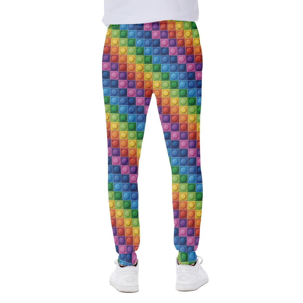 Colorful Plastic Building Blocks Print Scuba Joggers