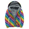 Colorful Plastic Building Blocks Print Sherpa Lined Zip Up Hoodie