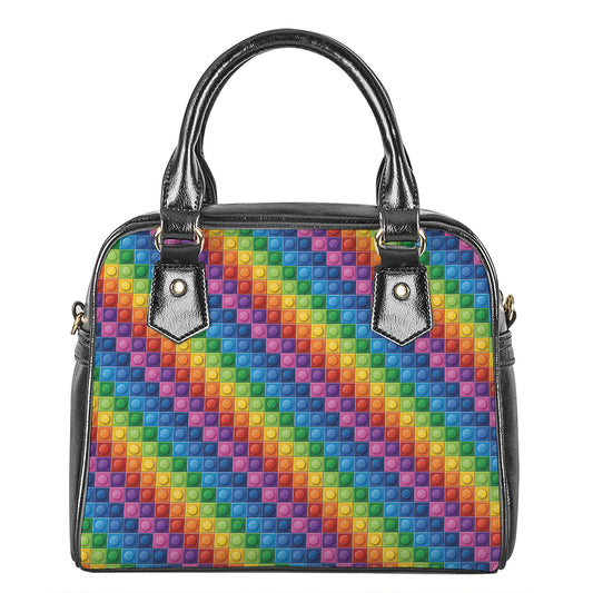 Colorful Plastic Building Blocks Print Shoulder Handbag