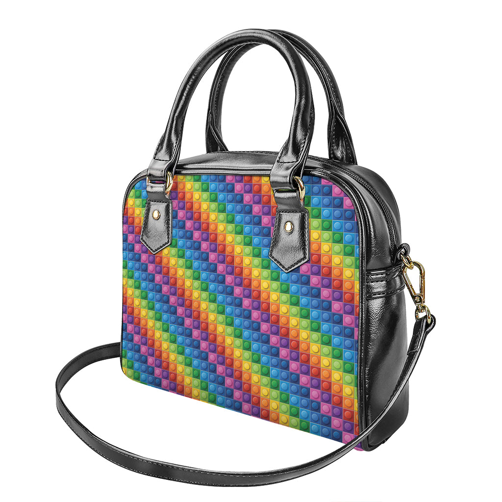 Colorful Plastic Building Blocks Print Shoulder Handbag