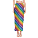 Colorful Plastic Building Blocks Print Side Slit Maxi Skirt