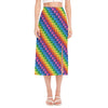 Colorful Plastic Building Blocks Print Side Slit Midi Skirt