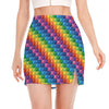 Colorful Plastic Building Blocks Print Side Slit Mini Skirt