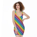 Colorful Plastic Building Blocks Print Sleeveless Bodycon Dress