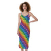 Colorful Plastic Building Blocks Print Slim Fit Midi Cami Dress