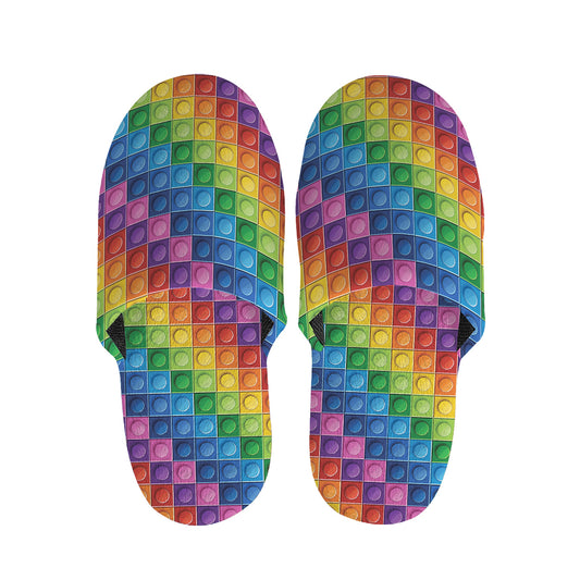 Colorful Plastic Building Blocks Print Slippers