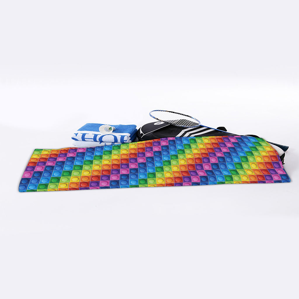 Colorful Plastic Building Blocks Print Sports Towel