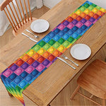 Colorful Plastic Building Blocks Print Table Runner