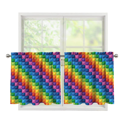 Colorful Plastic Building Blocks Print Tier Curtains