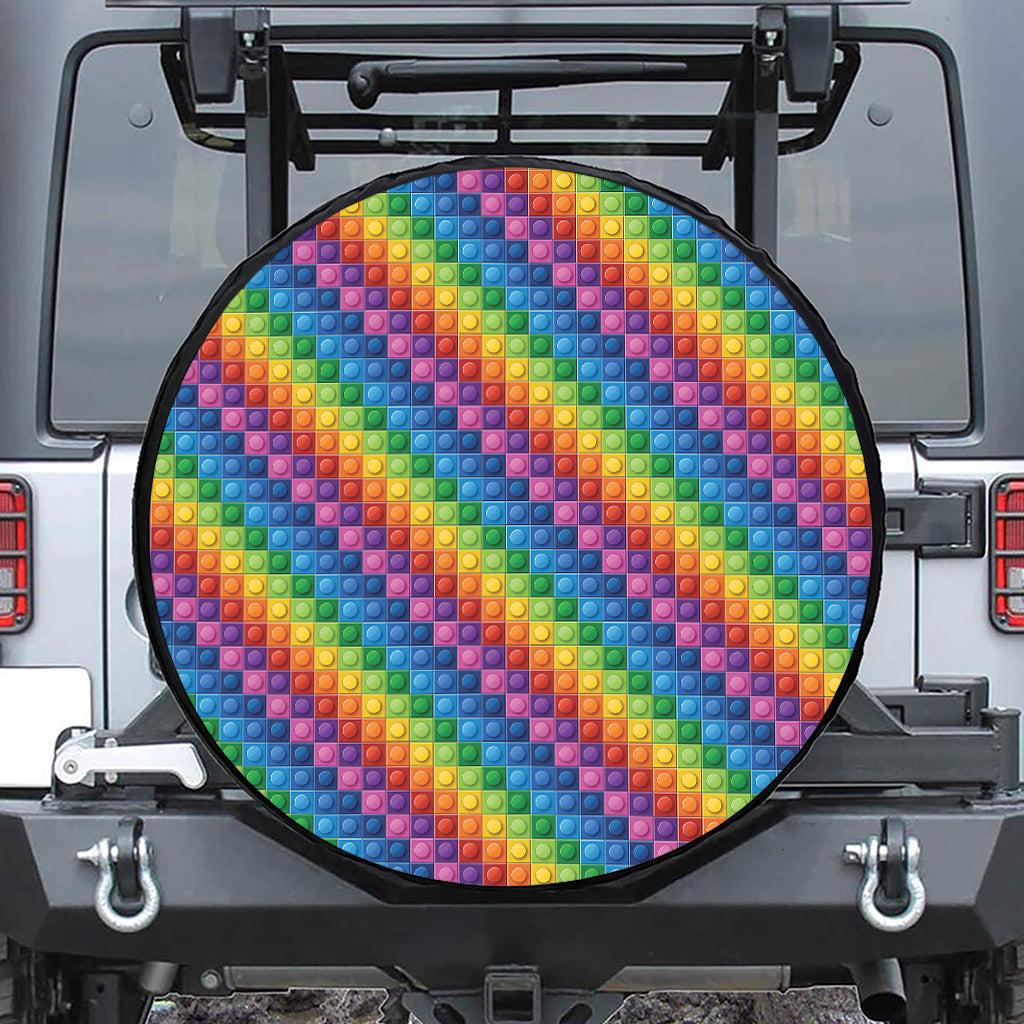 Colorful Plastic Building Blocks Print Tire Cover