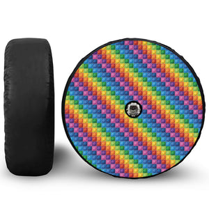 Colorful Plastic Building Blocks Print Tire Cover With Camera Hole